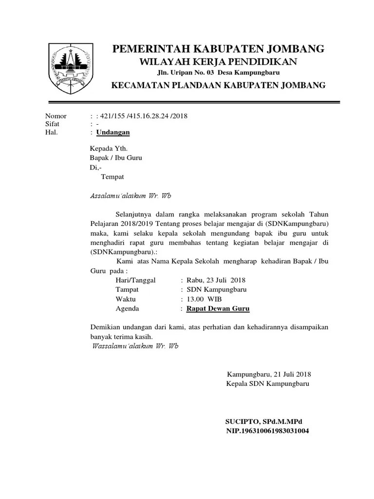 Undangan Rapat Guru | PDF
