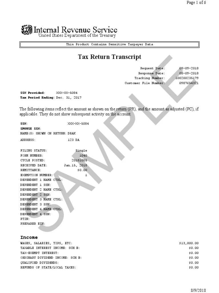 IRS New Tax Return Transcript Tax Deduction Irs Tax Forms Free 30