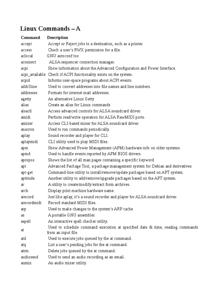 List of Command in Linux File System Command Line
