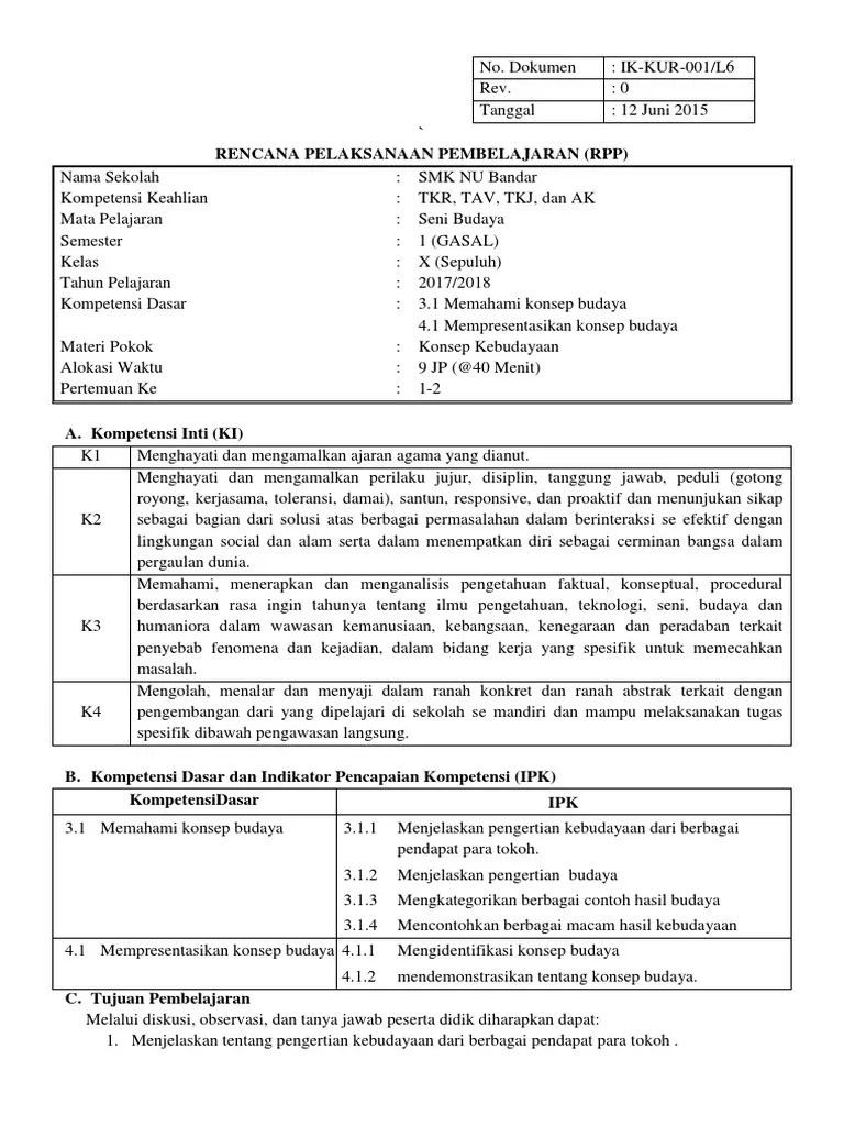 Seni Budaya KD 3.1 Dan 4.1 | PDF