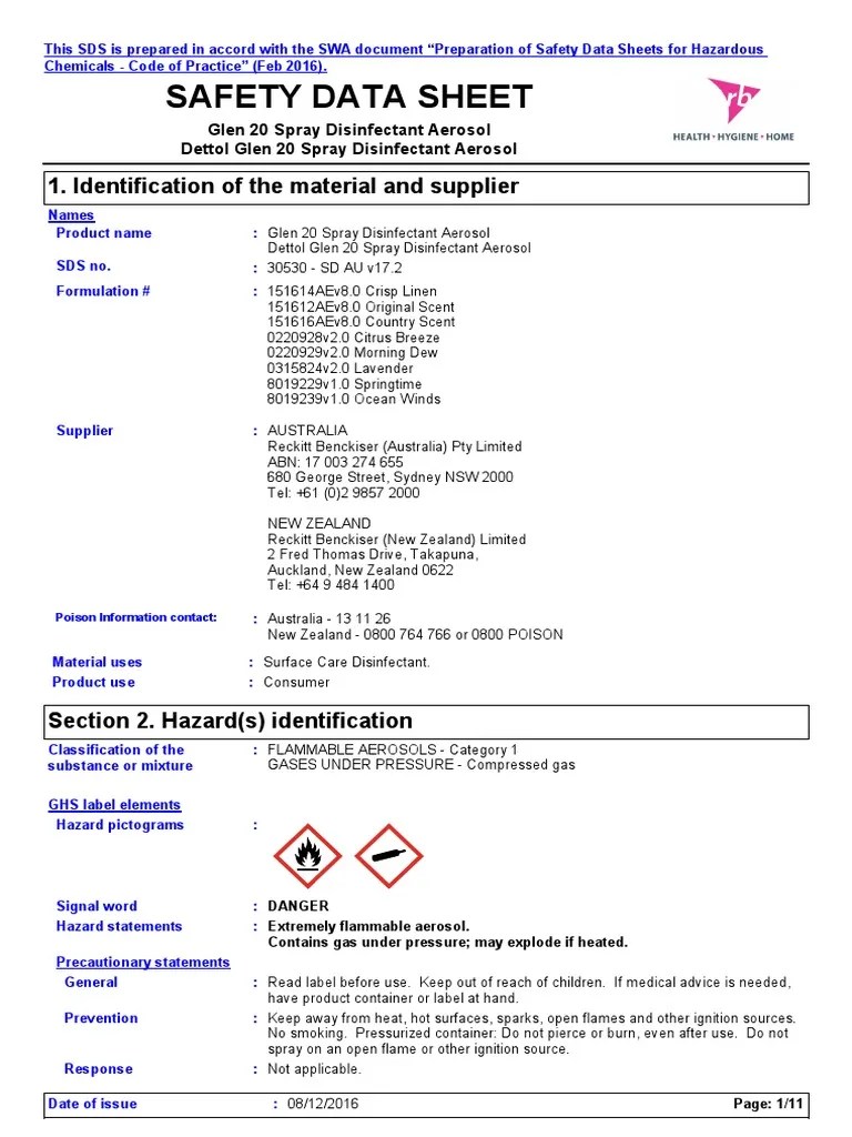 Dettol Glen 20 Spray Disinfectant AerosolAll ScentsV17.230530