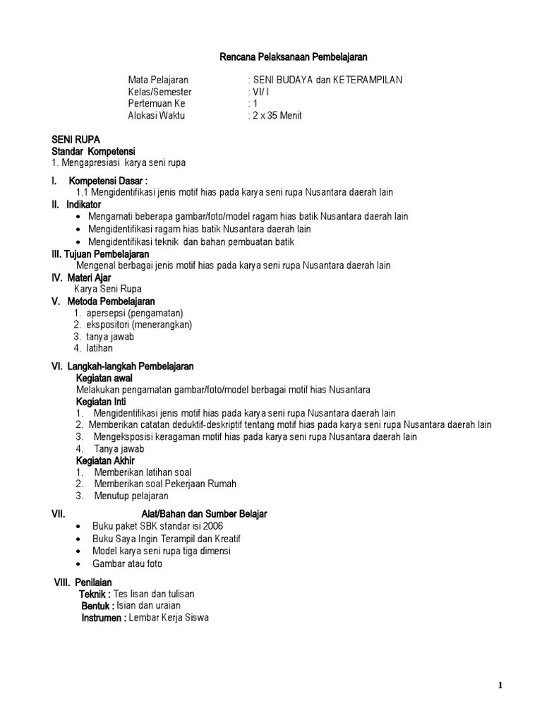 Pelajaran Sbk Kelas V Sd