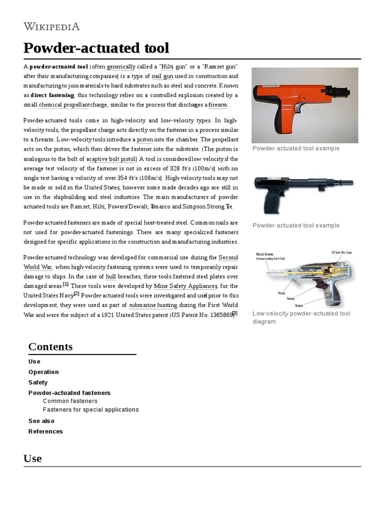 Powder Actuated Tool Firearms Tools Free 30day Trial Scribd