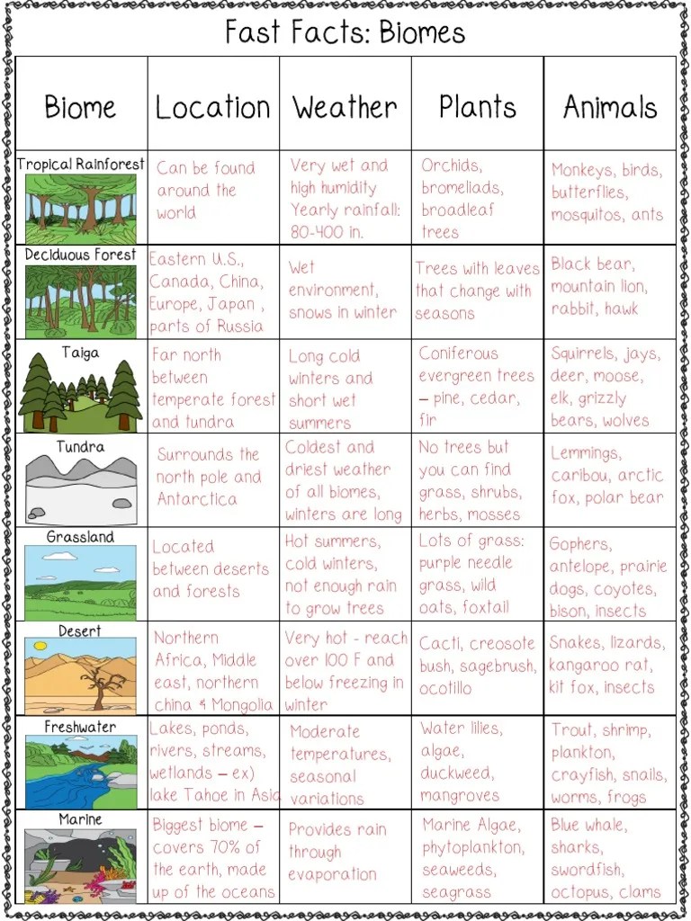 Biome Study Sheet PDF Forests Physical Geography