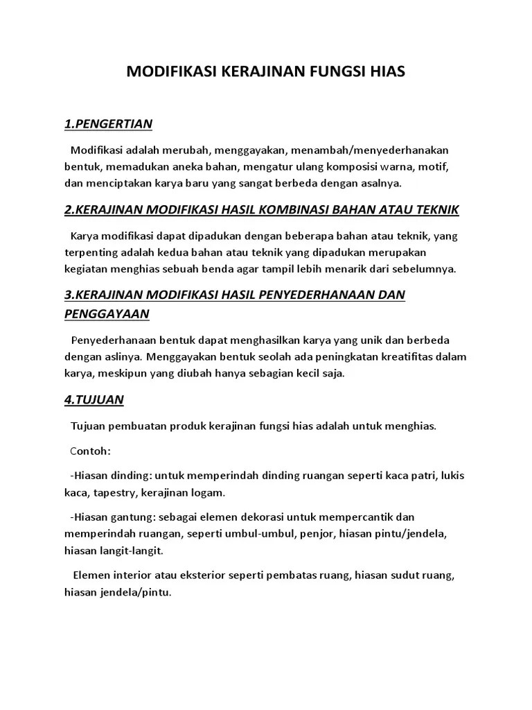 Modifikasi Kerajinan Fungsi Hias | PDF