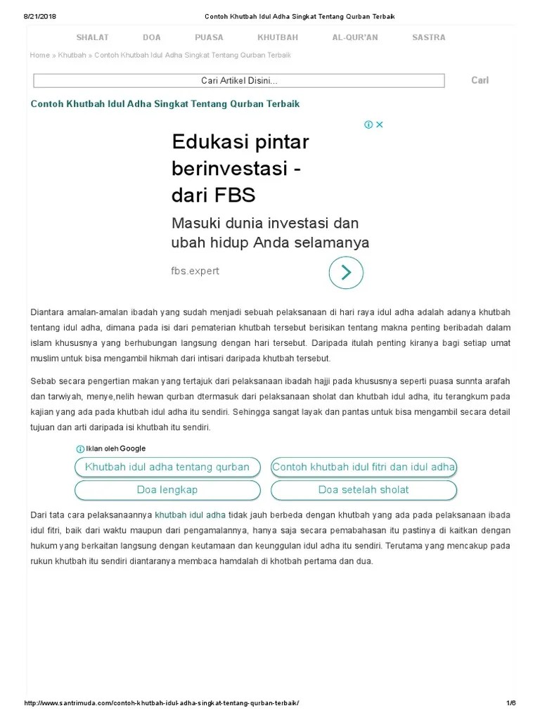 Khutbah Idul Adha Singkat 2018 - Nusagates