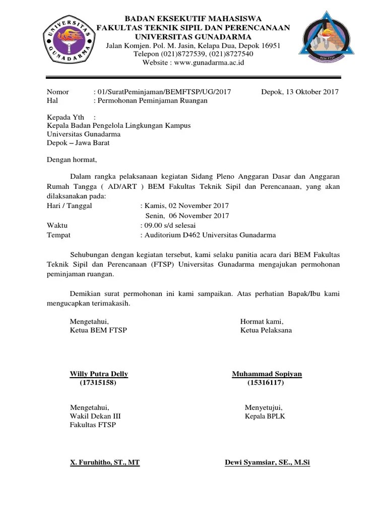 01 - Peminjaman Ruangan Audit Sidang Pleno | PDF