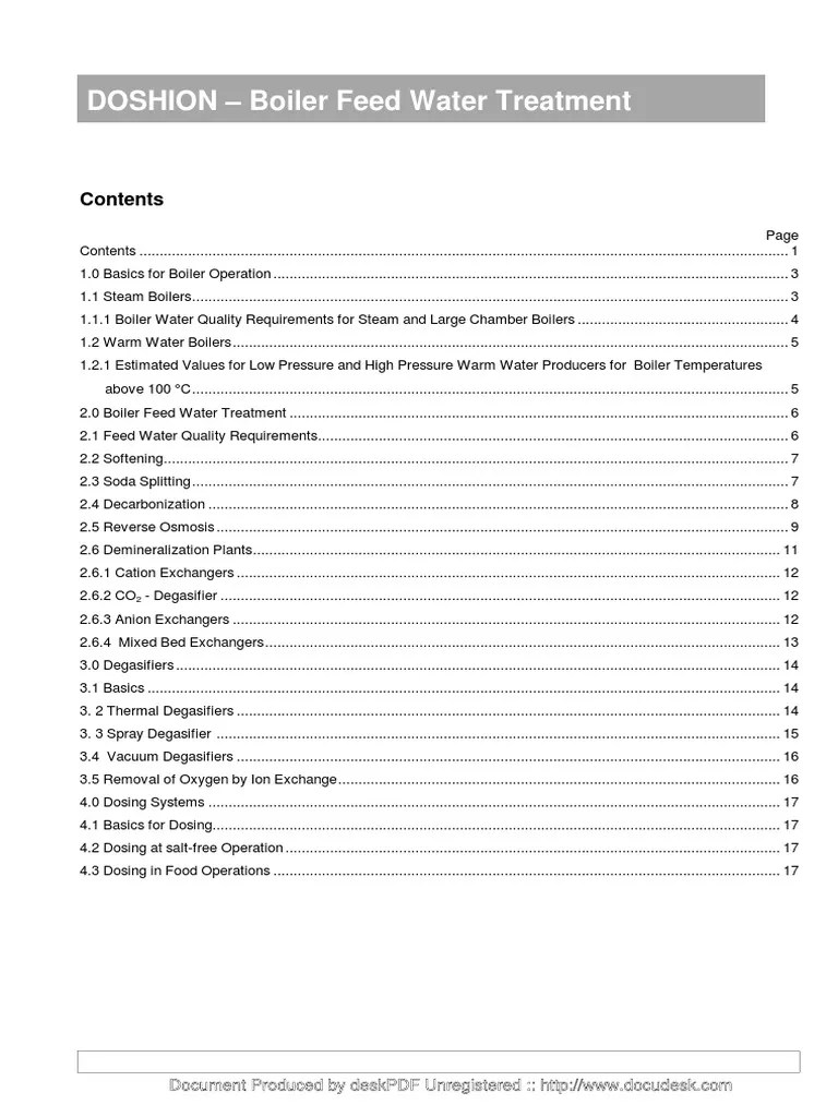 Boiler Feed Water Treatment PDF Ion Exchange Boiler