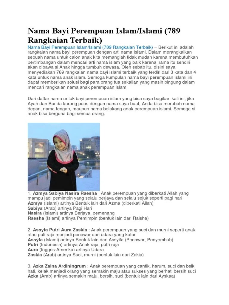 Nama Bayi Perempuan Islam | PDF