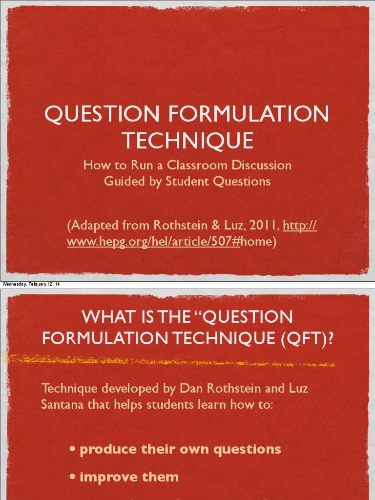 Question Formulation Technique PDF Question Lesson Plan