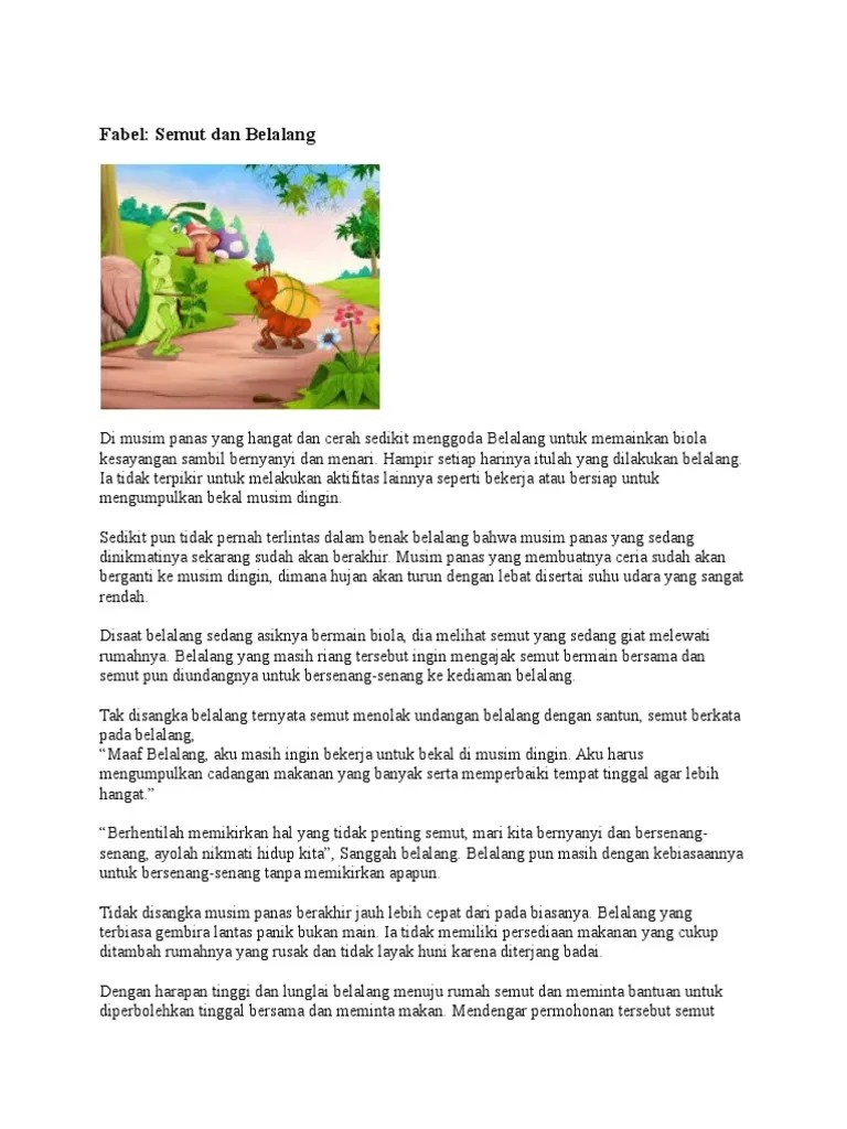 Kisah Semut Dan Belalang (Fabel) | PDF