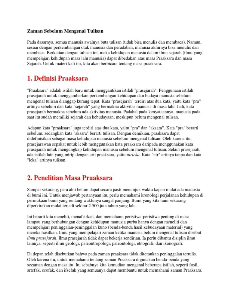 Arti Penting Dari Pembelajaran Tentang Sejarah Kehidupan Zaman Praaksara Adalah Seputar Sejarah