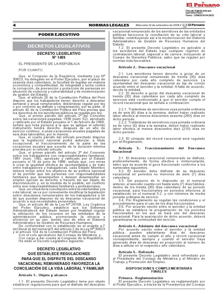 Decreto Legislativo Que Establece Regulaciones Para Que El d Decreto