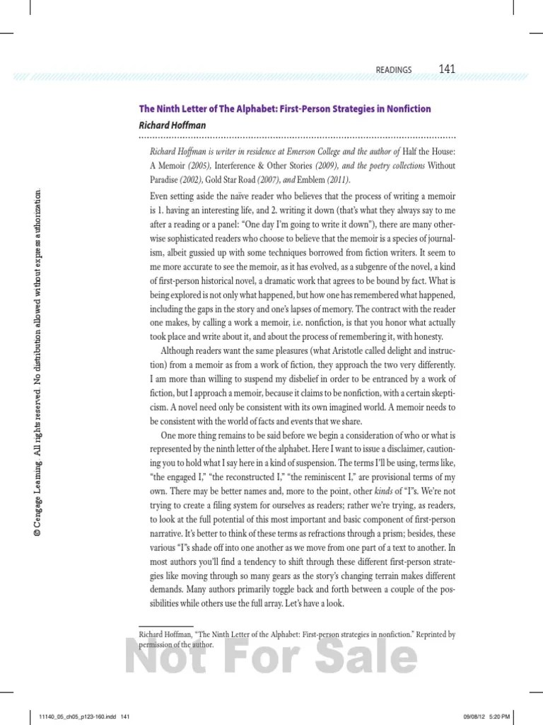 The Ninth Letter of the Alphabet Narrative Narration