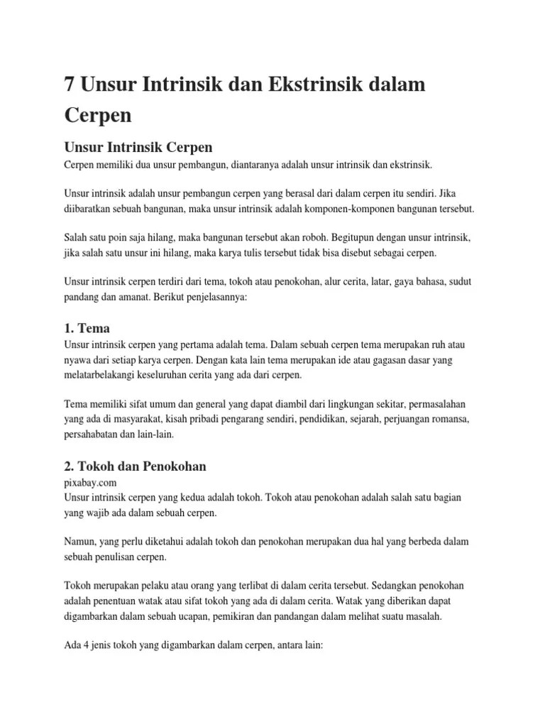 Unsur Unsur Intrinsik Dan Ekstrinsik Cerpen – Belajar