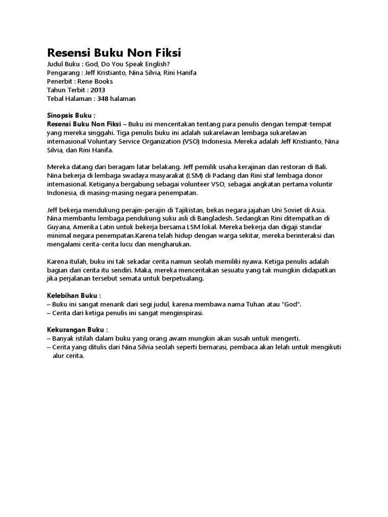 Contoh Buku Cerita Non Fiksi Adalah