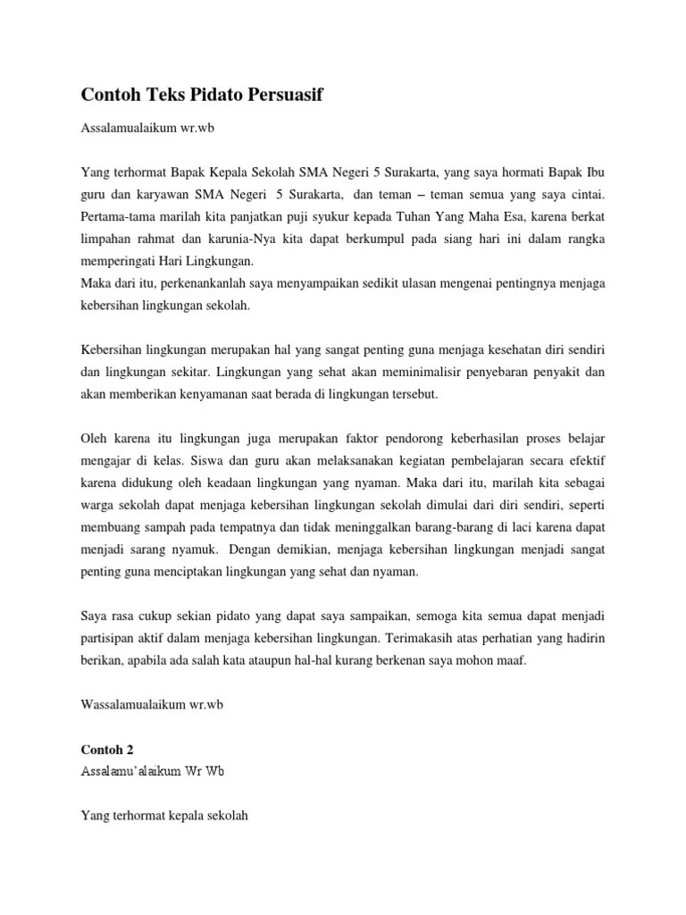 Contoh Teks Pidato Persuasif | PDF