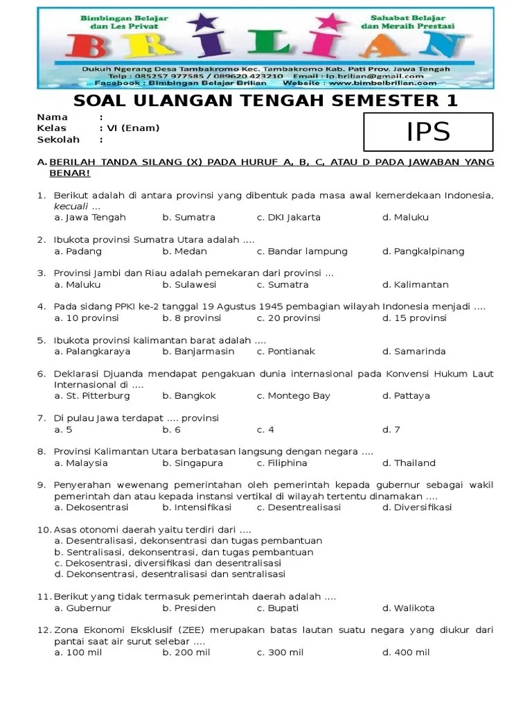 Soal Ips Kelas 6 Semester 1 Tentang Asean Sobat Guru