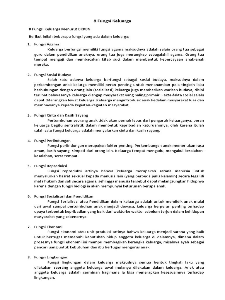 8 Fungsi Keluarga | PDF