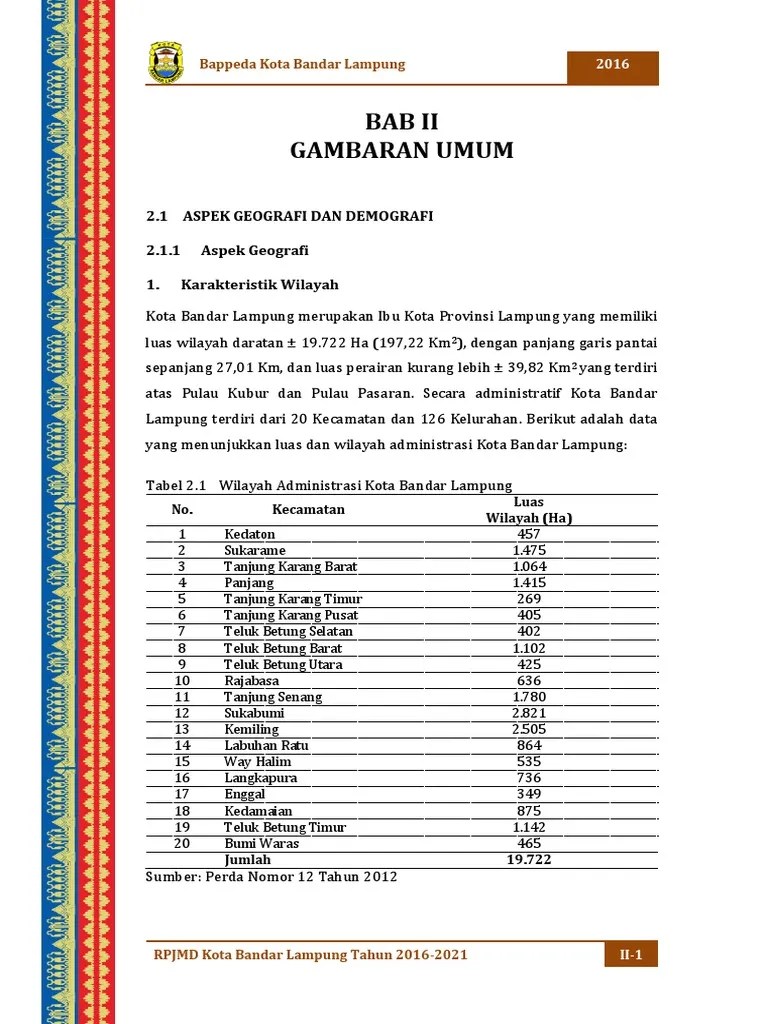 Gambaran Umum Kota Bandar Lampung | PDF