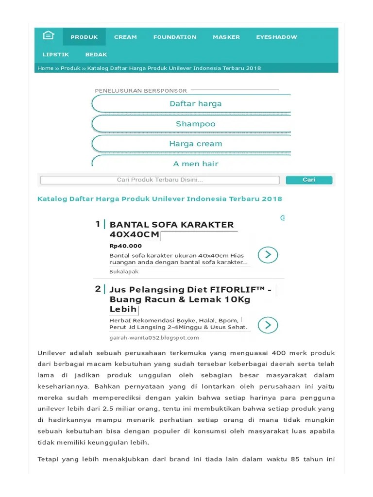 Katalog Daftar Harga Produk Unilever Indonesia Terbaru