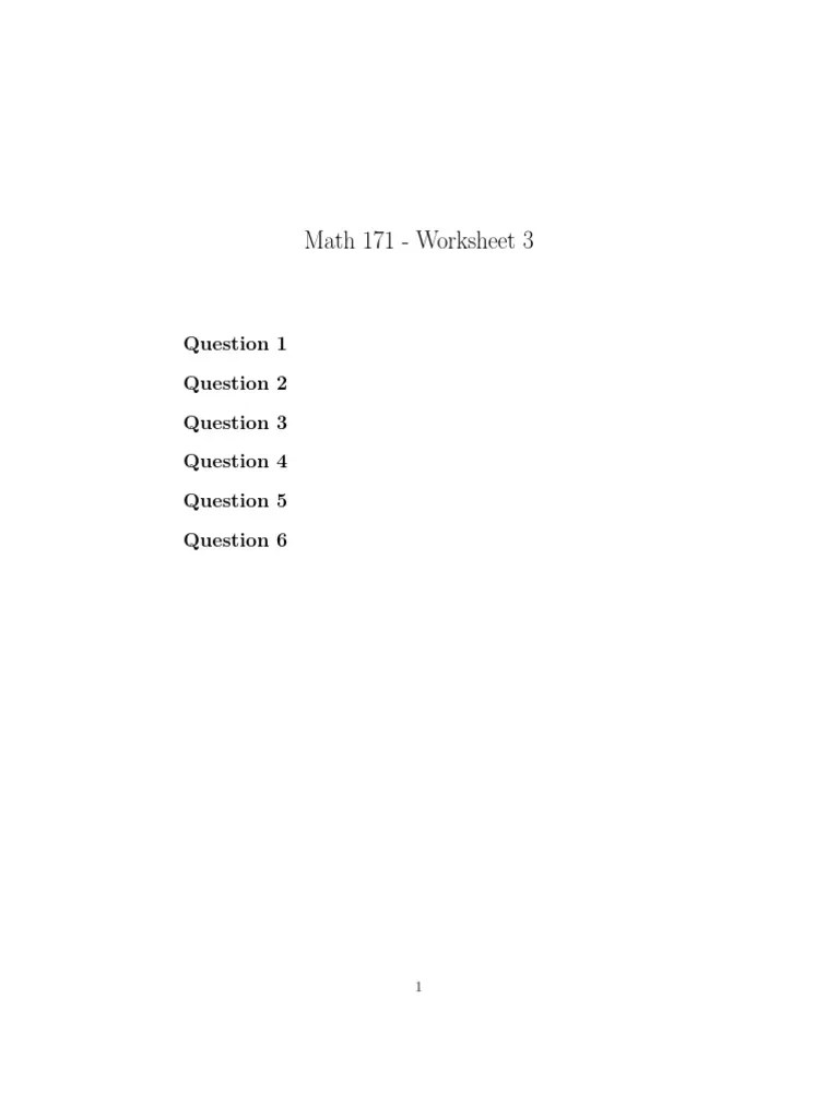 Math 171 Worksheet 3 PDF