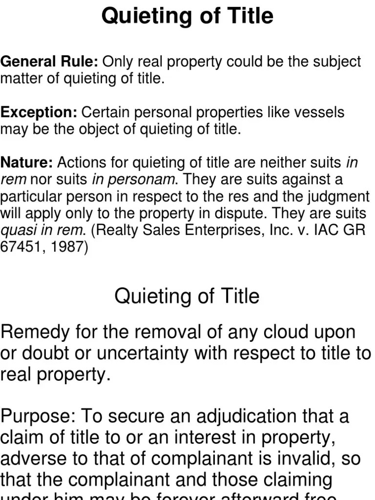 Quieting of Title PDF Statute Of Limitations Lawsuit