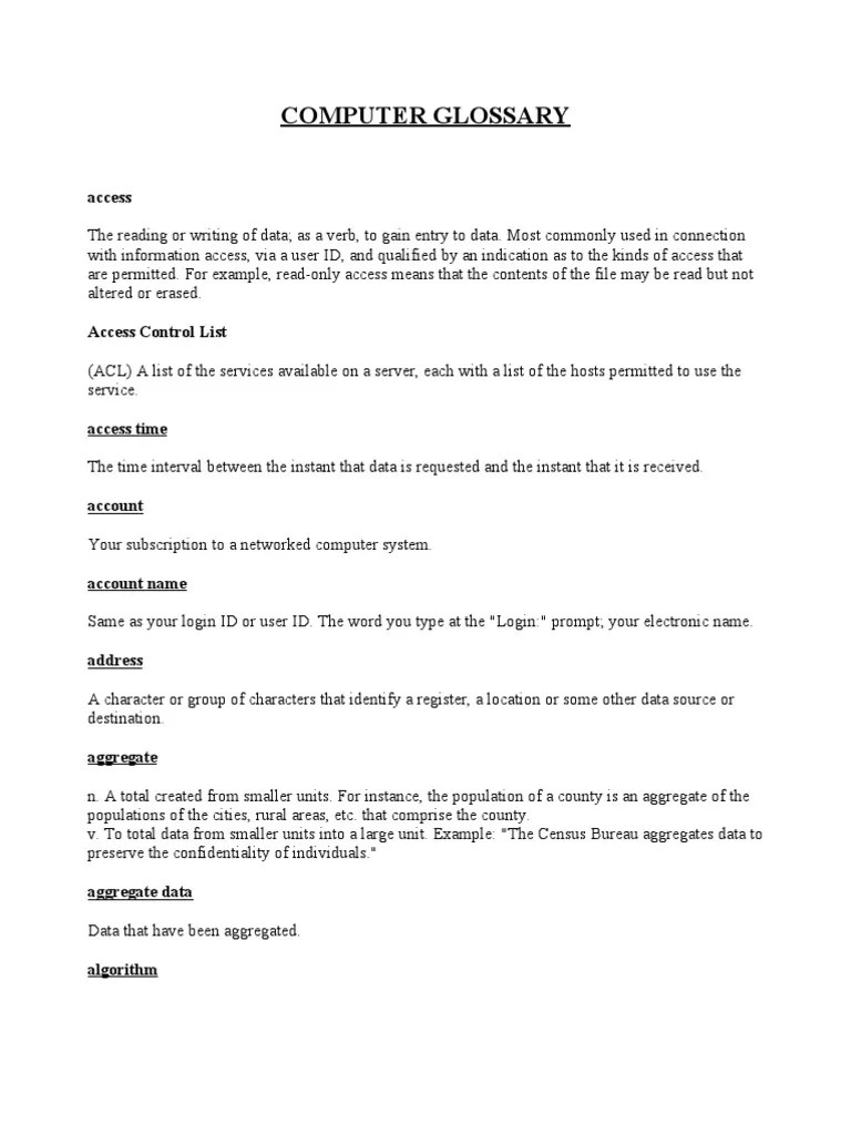 Computer Glossary PDF Computer Data Storage Computer Network