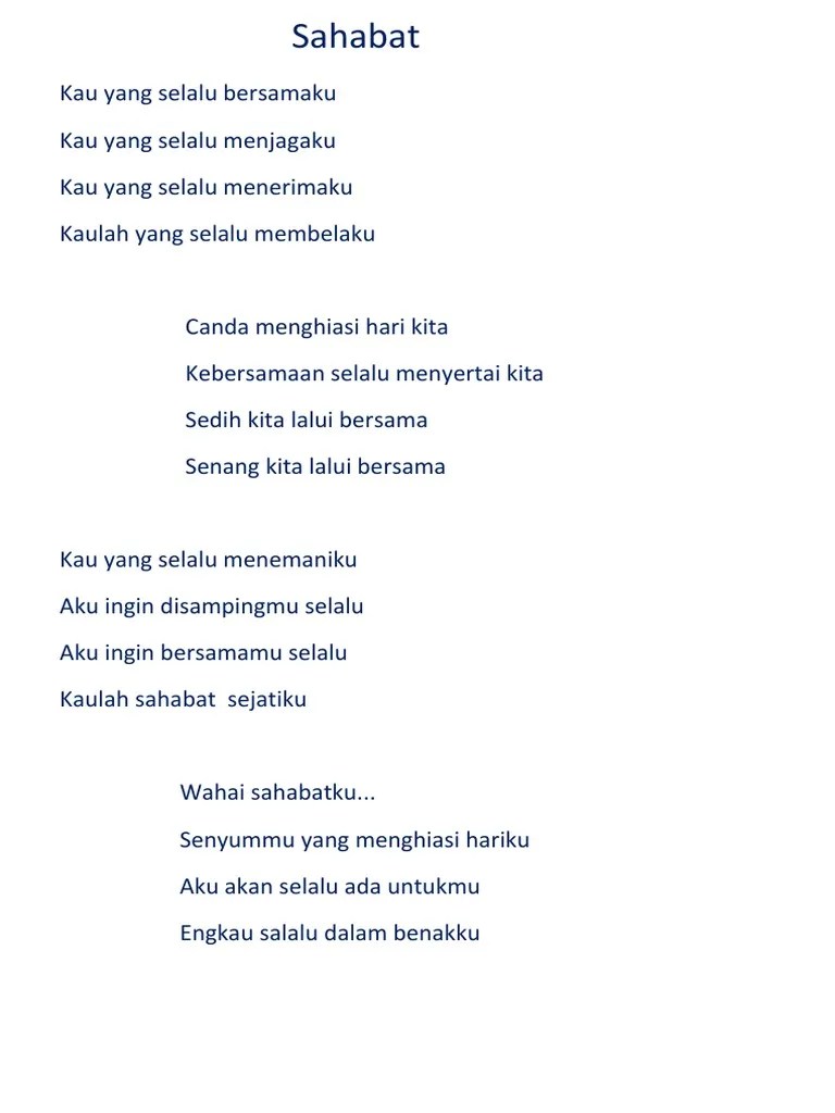 Puisi Sahabat Sejati 3 Bait