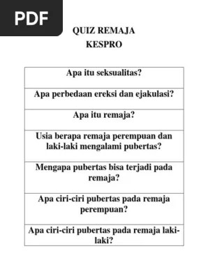 Quiz Remaja | PDF