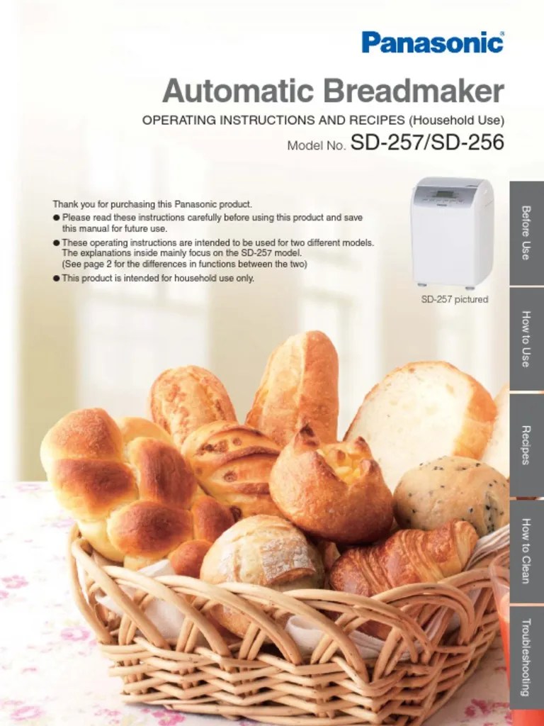 Panasonic SD 257 Bread Maker User Manual Breads Dough