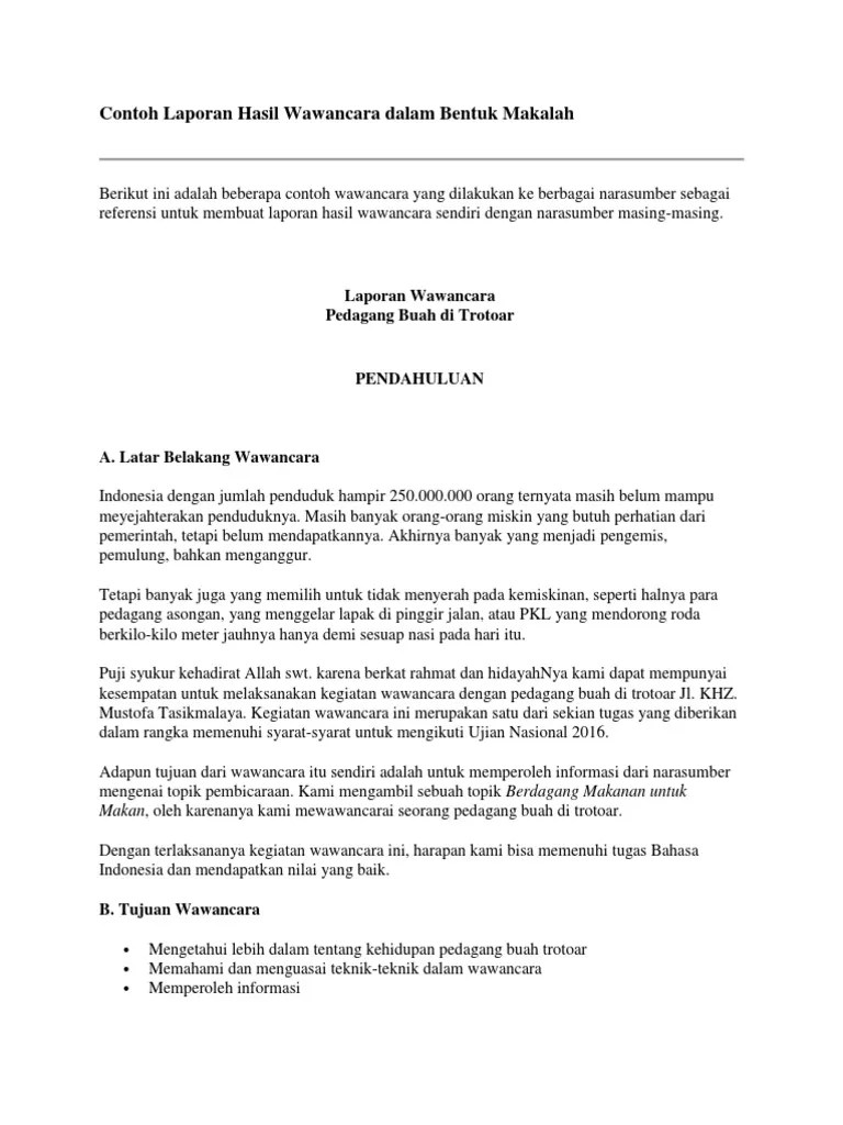 Contoh Laporan Wawancara Pedagang Bakso - Nusagates