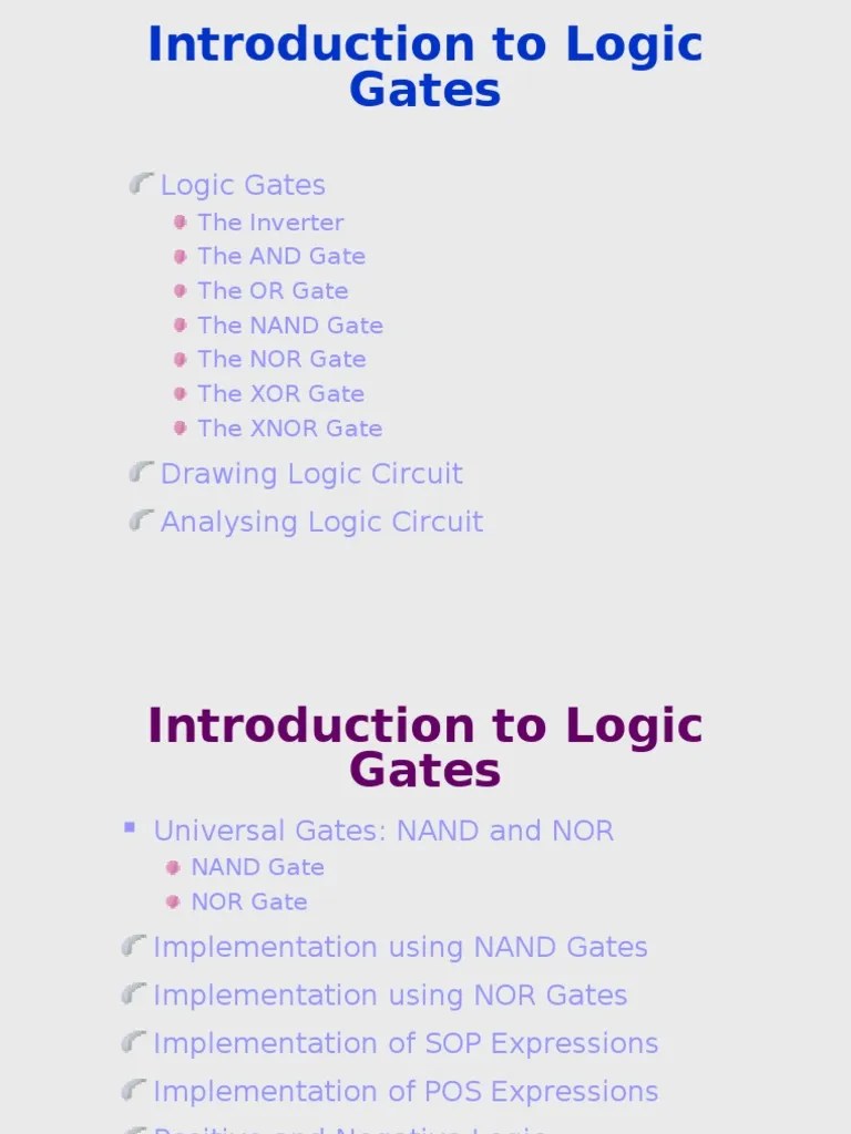 Introduction To Logic Gates PDF Logic Gate Cmos
