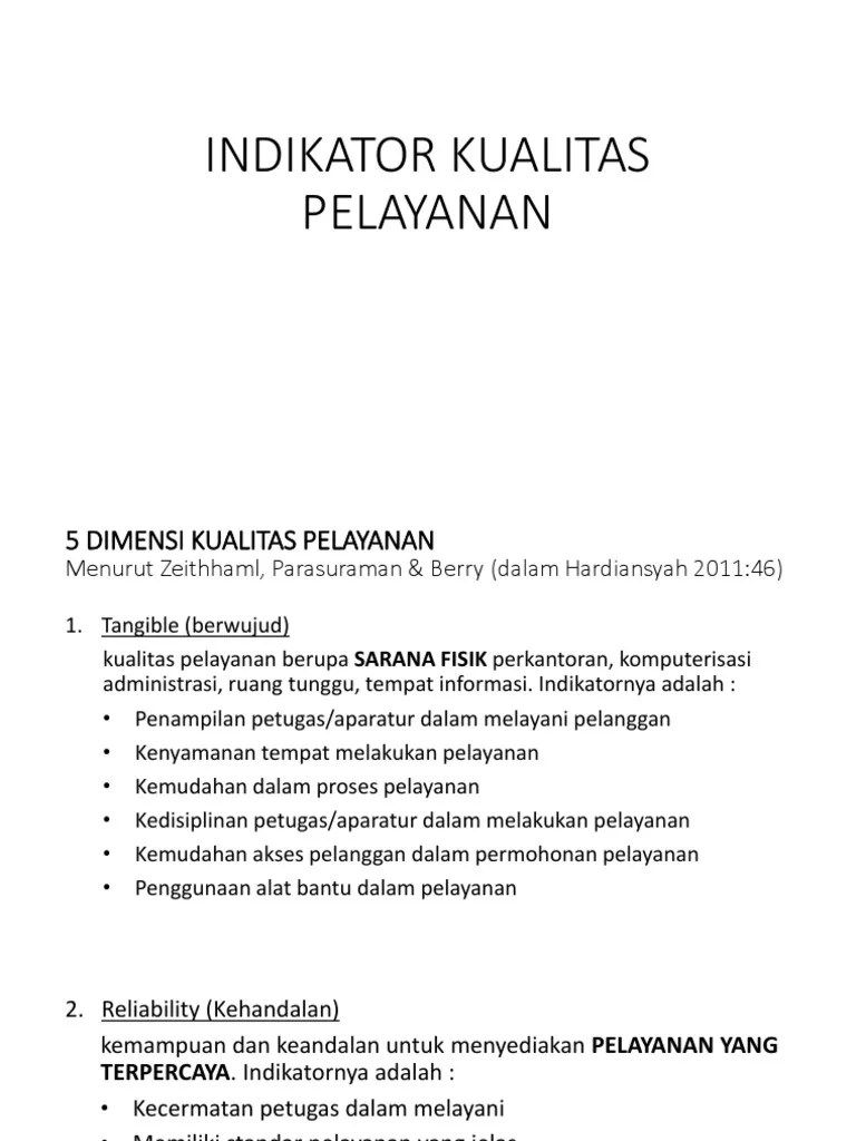 Indikator Kualitas Pelayanan Publik | PDF
