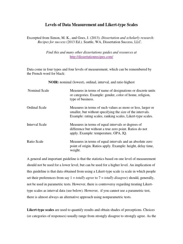 Measurement and Likert Scales PDF PDF Level Of Measurement Likert Scale