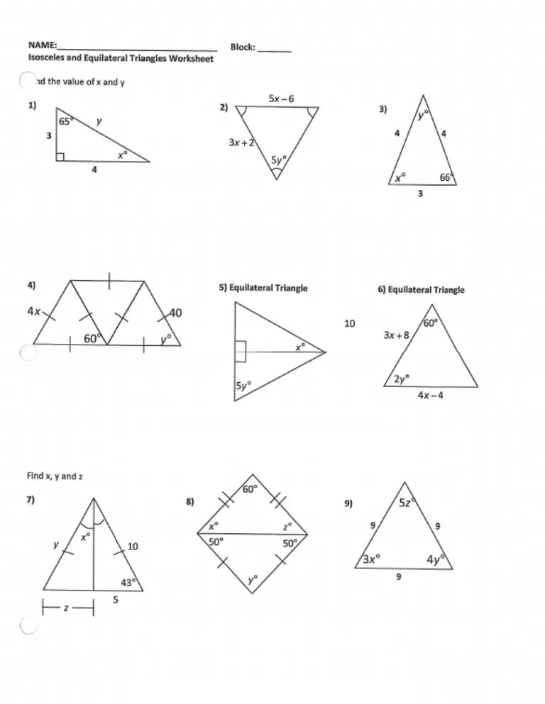 Isosceles and Equilateral Triangle WorksheetMerged PDF