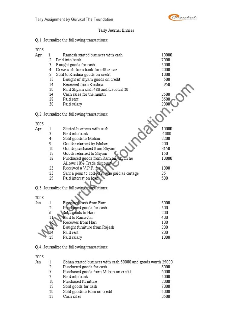 Tally Journal Entries Cheque Credit
