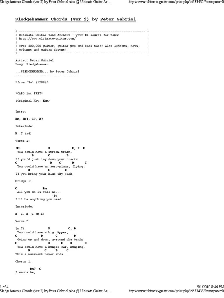 Sledgehammer Chords (Ver 2). Song Structure Songs Free 30day