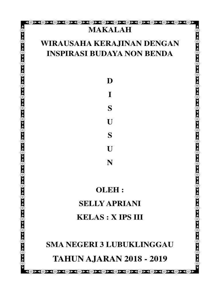 Makalah Wirausaha Produk Kerajinan Untuk Pasar Lokal - Contoh Makalah