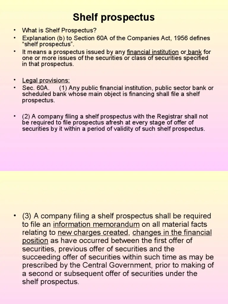Shelf Prospectus & Red Herring Prospectus PDF Prospectus (Finance