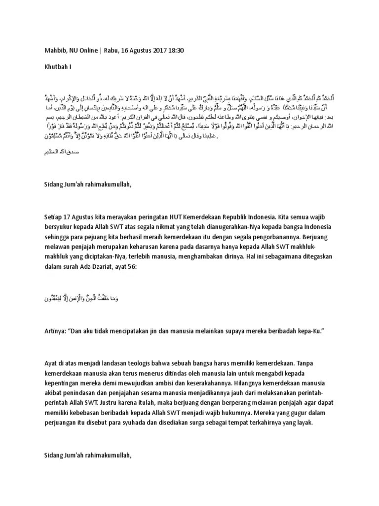 Khutbah Jumat 17 Agustus 2018 Nu Online Gambar Ngetrend dan VIRAL