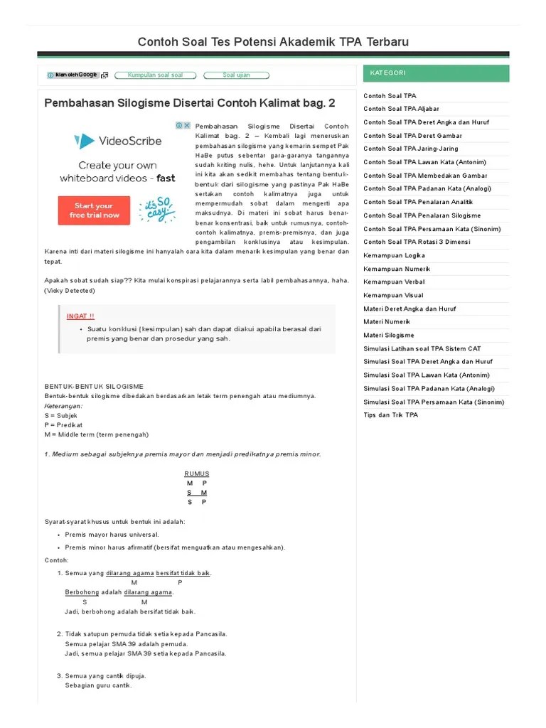 18++ Contoh Soal Aljabar Tes Kumpulan Contoh Soal