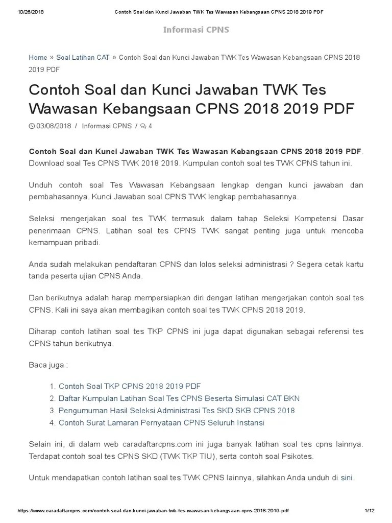 38+ Download Soal Tes Cpns Dan Kunci Jawaban Pdf Images