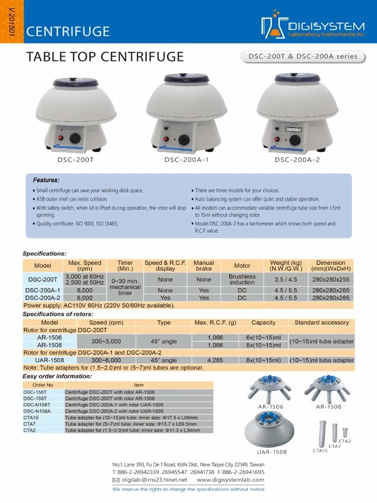 11 Table Top Centrifuge DSC200T, A PDF PDF