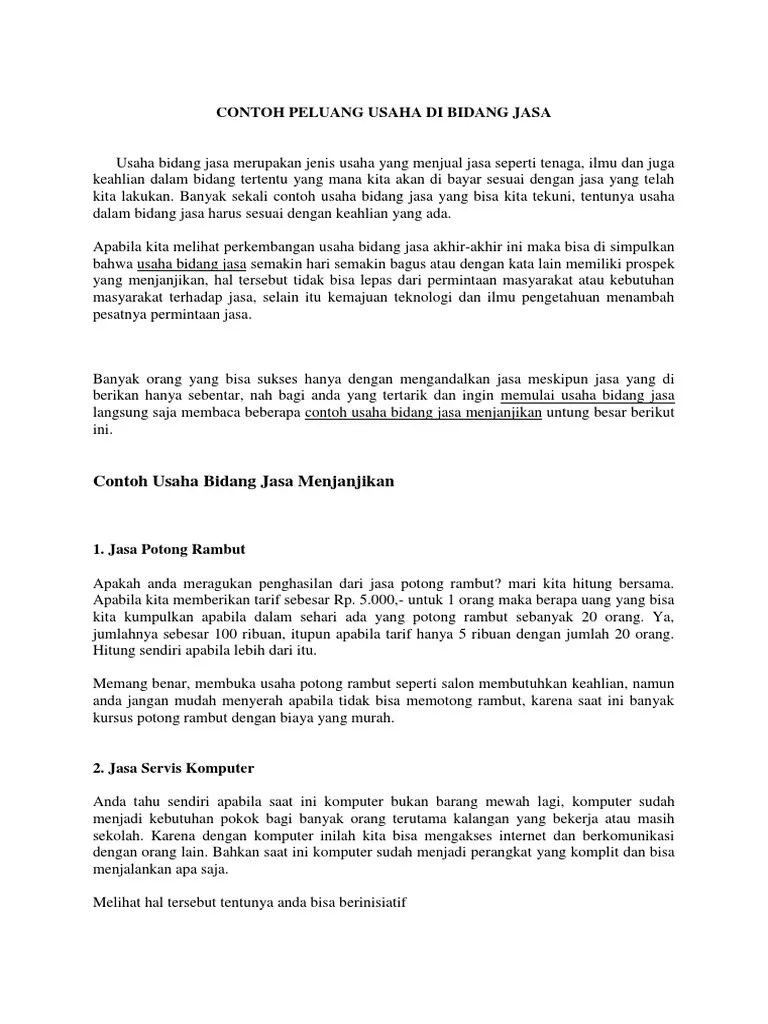 34 Contoh Peluang Bisnis Di Bidang Jasa - Info Dana Tunai