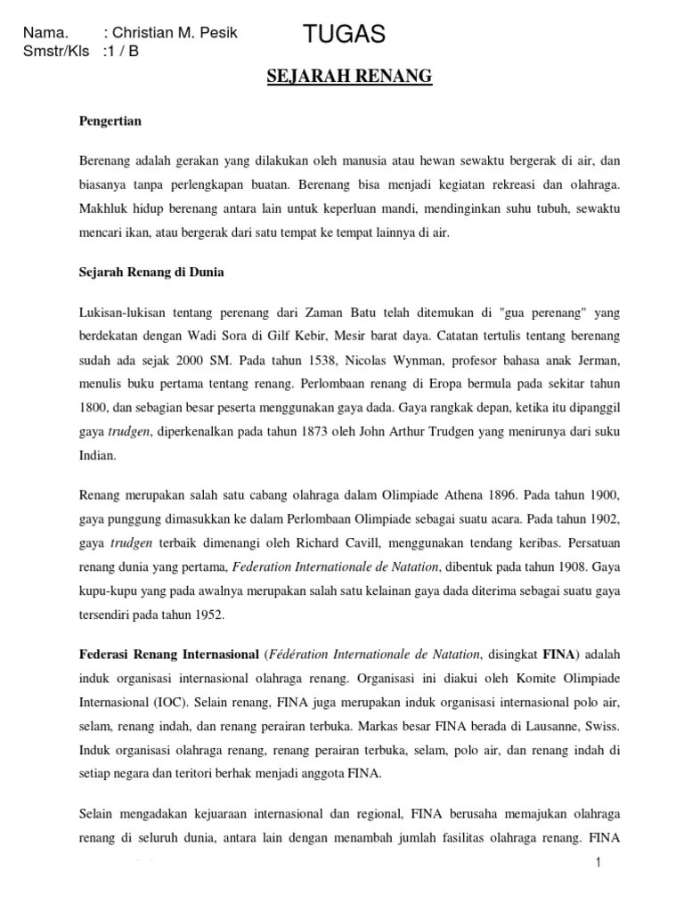 Sejarah Renang | PDF