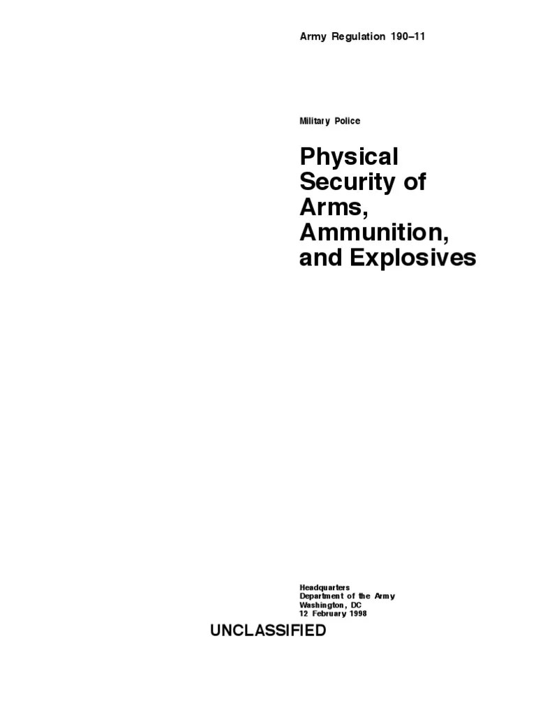 Army Physical Security Regulation 19011 PHYCALIS