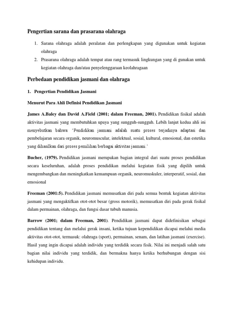 Pengertian Sarana Dan Prasarana Olahraga | PDF
