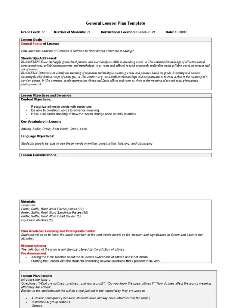 lesson plan template 1 Word Lesson Plan Free 30day Trial Scribd