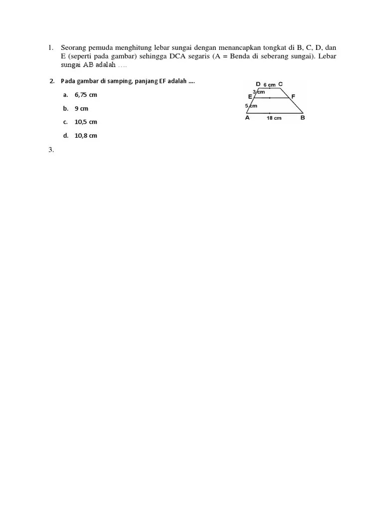 Seorang Pemuda Menghitung Lebar Sungai Dengan Menancapkan Tongkat Di B | PDF